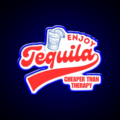 Enjoy Tequila Cheaper Than Therapy Party Drink Tequila Led Neon Sign Rgb Color - Shineneon