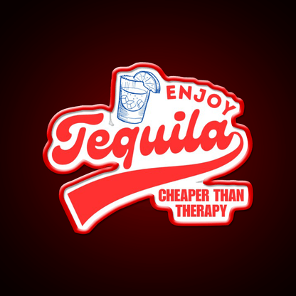 Enjoy Tequila Cheaper Than Therapy Party Drink Tequila Led Neon Sign Rgb Color - Shineneon