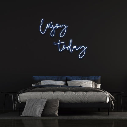 Enjoy Today Light Blue Script Led Neon Sign For Bedroom Wall Decor | Shineneon