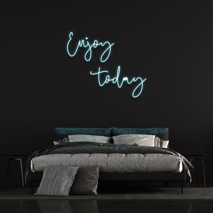 Enjoy Today Light Blue Script Led Neon Sign For Bedroom Wall Decor | Shineneon