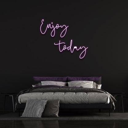 Enjoy Today Light Blue Script Led Neon Sign For Bedroom Wall Decor | Shineneon