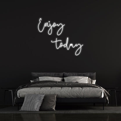 Enjoy Today Light Blue Script Led Neon Sign For Bedroom Wall Decor | Shineneon