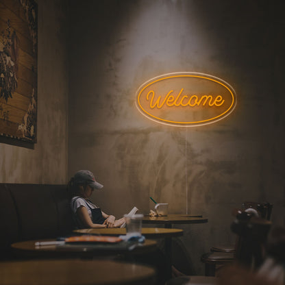 Entrance Welcome With Oval Led Neon Sign For Retail Store Decor | Shineneon