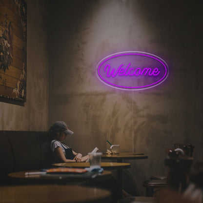 Entrance Welcome With Oval Led Neon Sign For Retail Store Decor | Shineneon