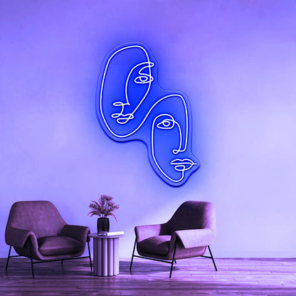 Equality Faces Line Art Wall Artwork Neon Signs