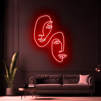 Equality Faces Line Art Wall Artwork Neon Signs