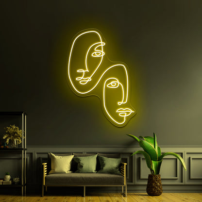 Equality Faces Line Art Wall Artwork Neon Signs