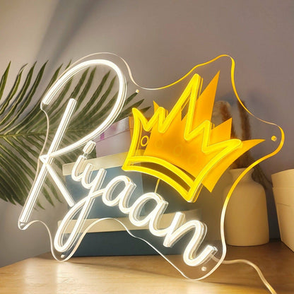 Ersonal Touch Riyaan Initial Crowned Letters Uv Neon Sign | Shineneon