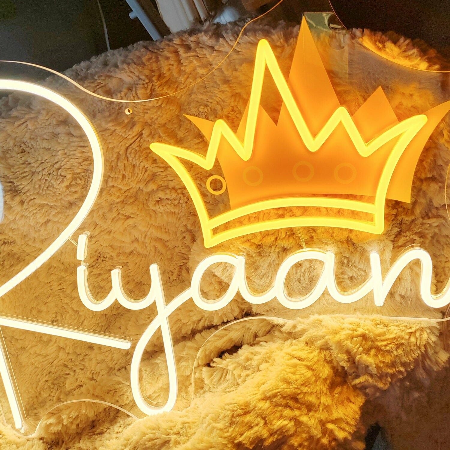Ersonal Touch Riyaan Initial Crowned Letters Uv Neon Sign | Shineneon