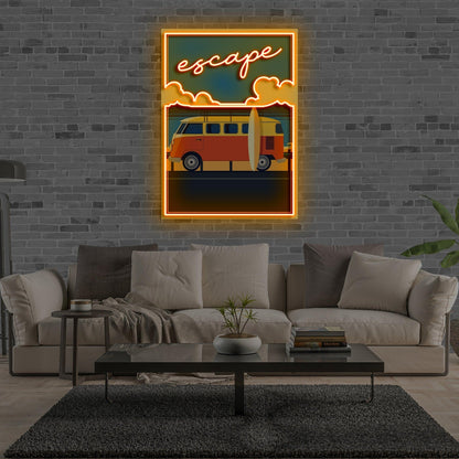 Escape Retro Van Surfboard Led Neon Sign For Home Decor | Shineneon