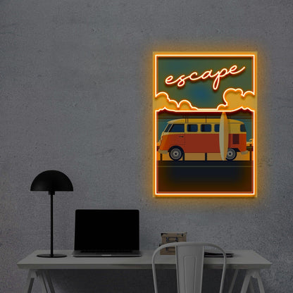 Escape Retro Van Surfboard Led Neon Sign For Home Decor | Shineneon