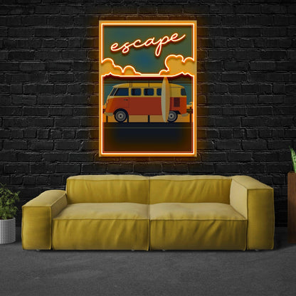 Escape Retro Van Surfboard Led Neon Sign For Home Decor | Shineneon