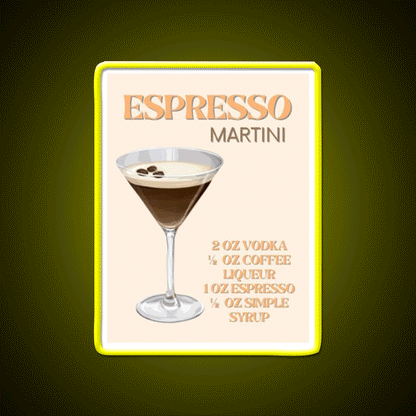 Espresso Martini Cocktail Bar Decor Led Neon Sign For Cocktail Lovers Rgb Color - Custom LED neon sign front view