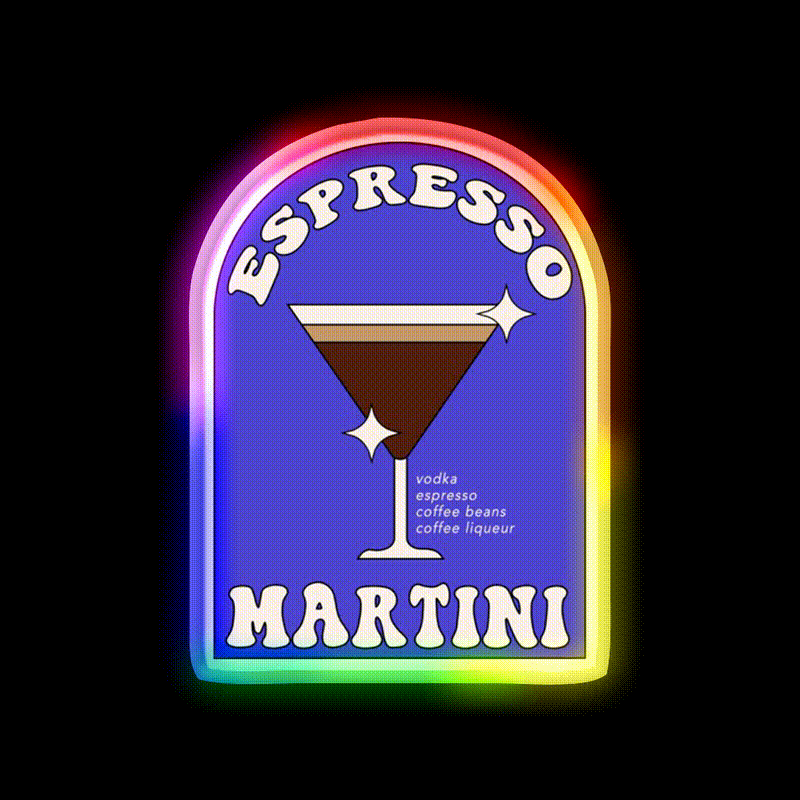 Espresso Martini Cocktail Bar Decor Led Neon Sign Wall Art For Bar Rgb Color - LED neon sign close-up detail
