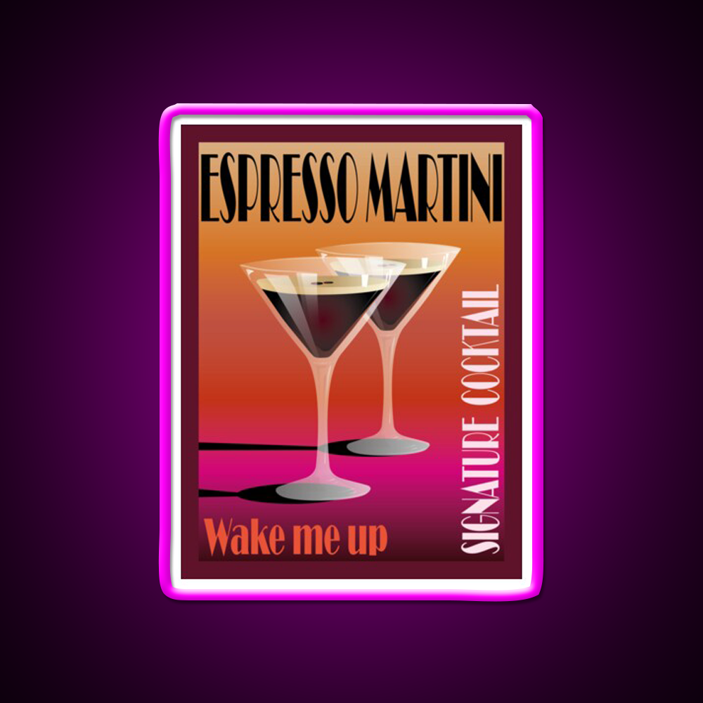 Espresso Martini Cocktail Illustration Cocktail Bar Decor Led Neon Sign Rgb Color - Neon sign mounted on wall in room