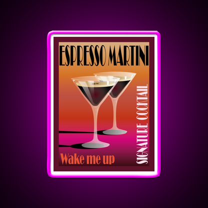 Espresso Martini Cocktail Illustration Cocktail Bar Decor Led Neon Sign Rgb Color - Neon sign mounted on wall in room