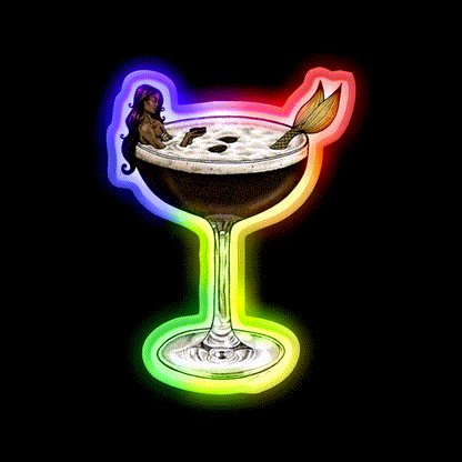 Espresso Martini Cocktail Mermaid Cocktail Bar Decor Led Neon Sign Rgb Color - LED neon sign close-up detail