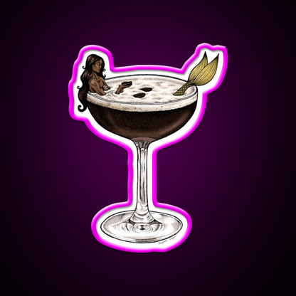 Espresso Martini Cocktail Mermaid Cocktail Bar Decor Led Neon Sign Rgb Color - Neon sign mounted on wall in room