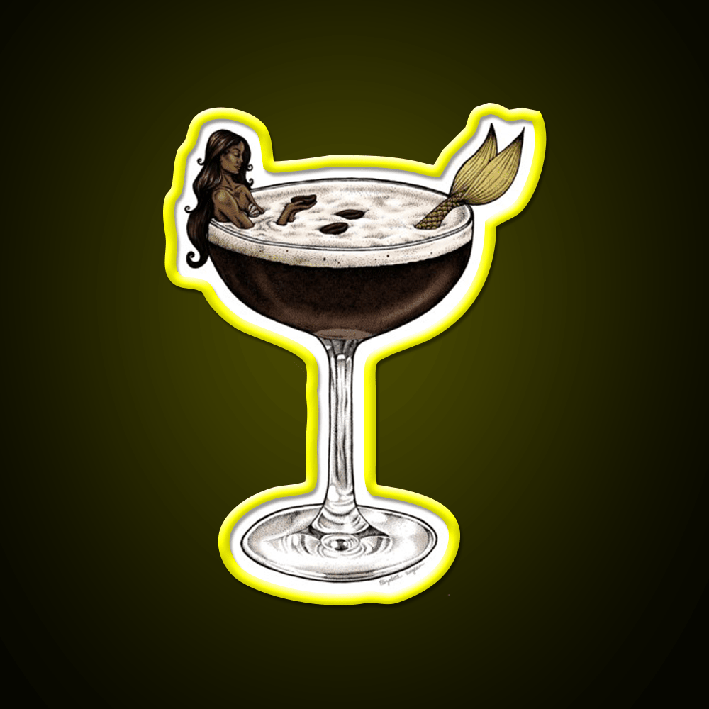 Espresso Martini Cocktail Mermaid Cocktail Bar Decor Led Neon Sign Rgb Color - Shineneon