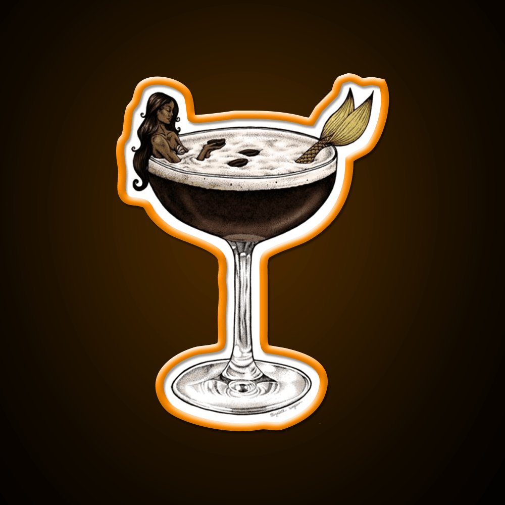 Espresso Martini Cocktail Mermaid Cocktail Bar Decor Led Neon Sign Rgb Color - Shineneon