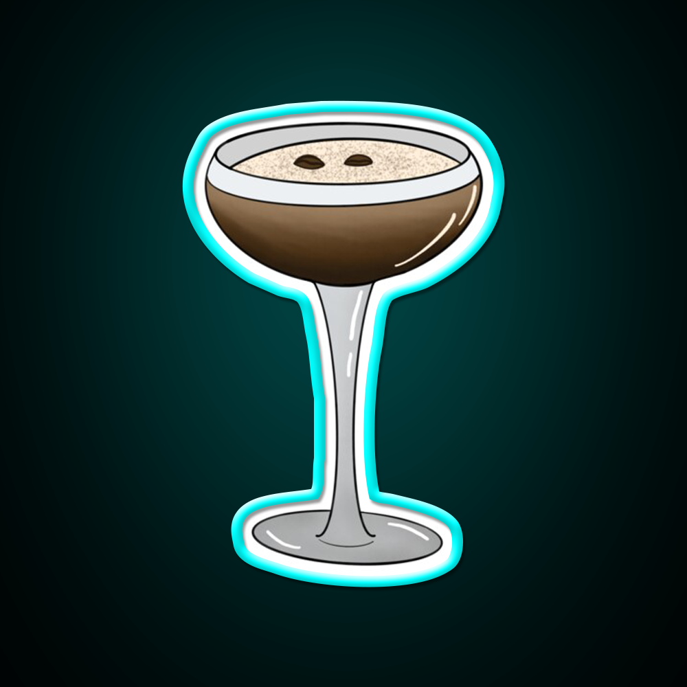 Espresso Martini Glass Cocktail Bar Decor Led Neon Sign Rgb Color - Size and dimension reference
