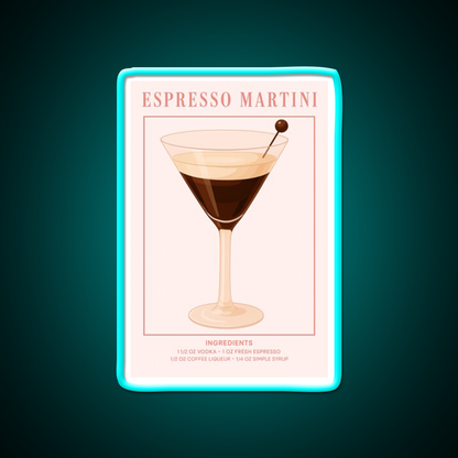 Espresso Martini Pink Cocktail Bar Decor Led Neon Sign Rgb Color - Size and dimension reference
