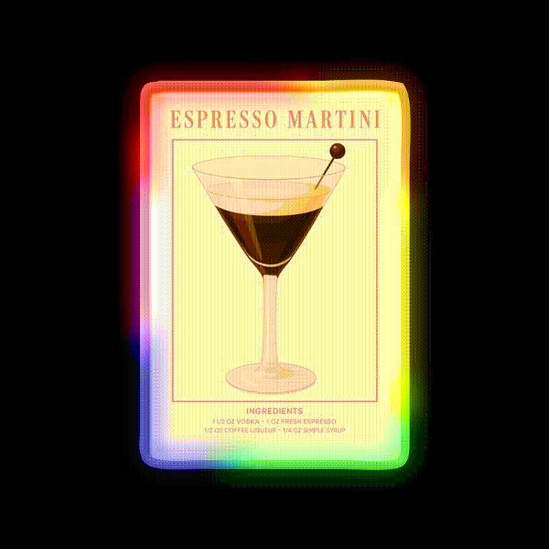 Espresso Martini Pink Cocktail Bar Decor Led Neon Sign Rgb Color - LED neon sign close-up detail