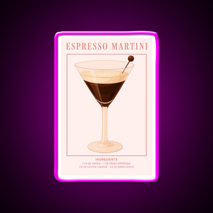 Espresso Martini Pink Cocktail Bar Decor Led Neon Sign Rgb Color - Neon sign mounted on wall in room