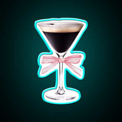 Espresso Martini With Pink Bow Cocktail Bar Decor Led Neon Sign Rgb Color - Size and dimension reference