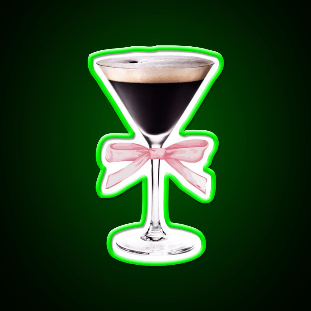 Espresso Martini With Pink Bow Cocktail Bar Decor Led Neon Sign Rgb Color - Shineneon