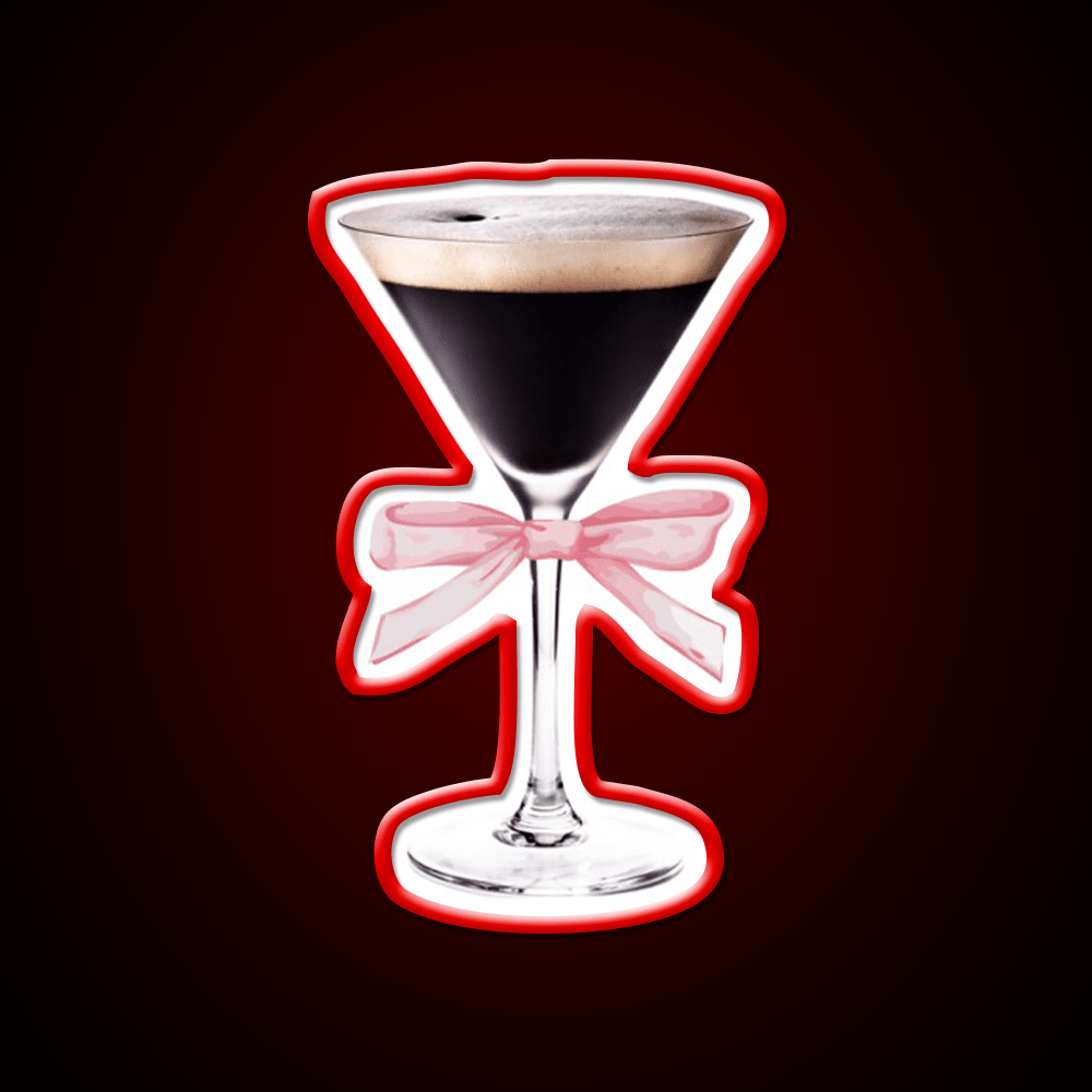Espresso Martini With Pink Bow Cocktail Bar Decor Led Neon Sign Rgb Color - Shineneon