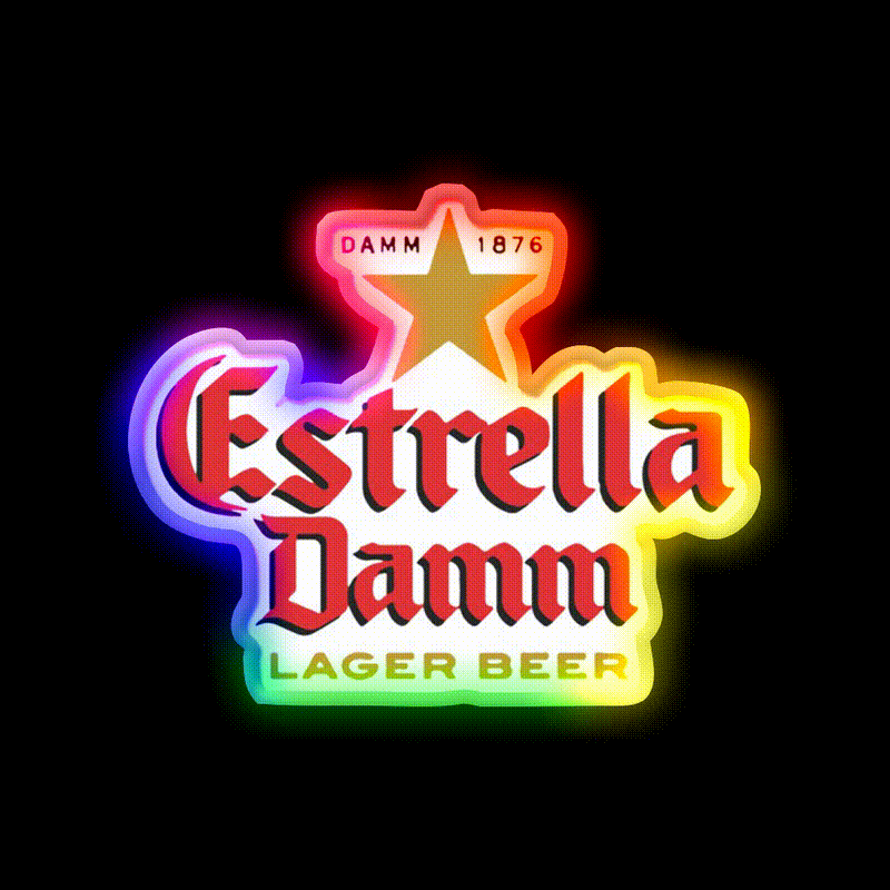 Estrella Damm Cocktail Bar Decor Led Neon Sign Rgb Color - LED neon sign close-up detail