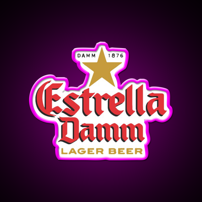 Estrella Damm Cocktail Bar Decor Led Neon Sign Rgb Color - Neon sign mounted on wall in room