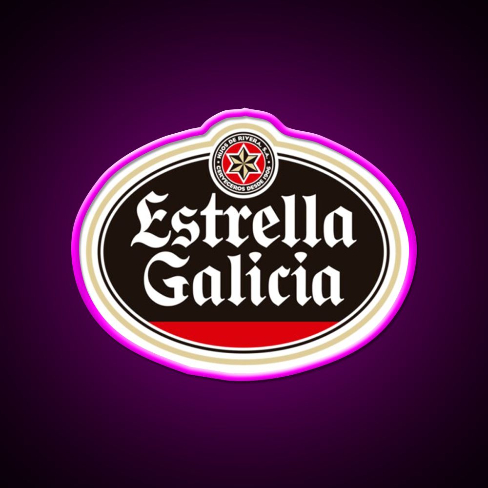 Estrella Galicia Beer Spain Beer Bar Decor Led Neon Sign Rgb Color - Neon sign mounted on wall in room