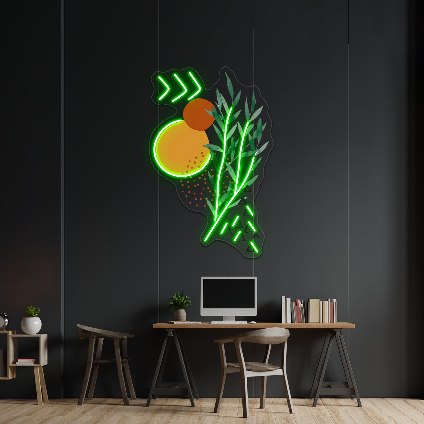 Eucalyptus Branch Abstract Minimalist Art Wall Artwork Neon Signs