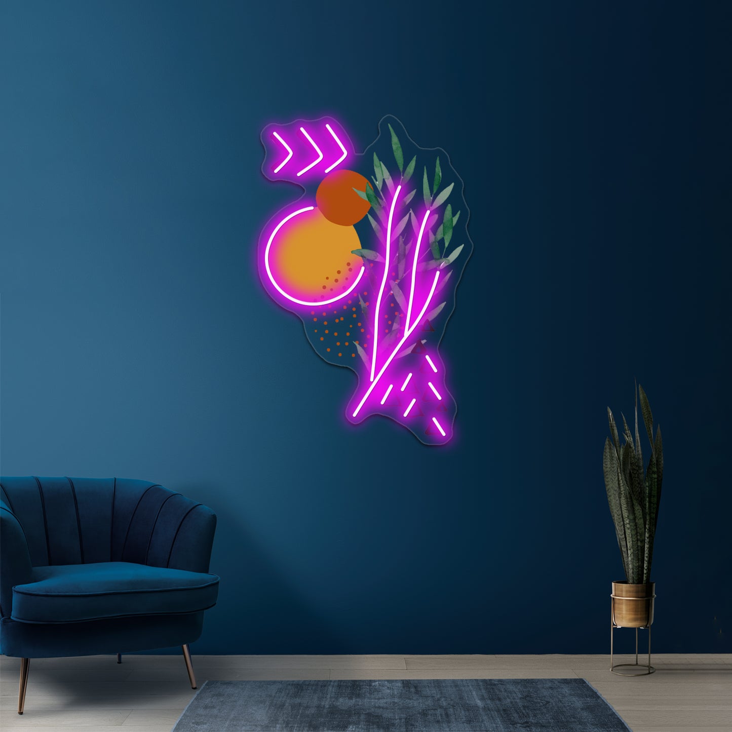 Eucalyptus Branch Abstract Minimalist Art Wall Artwork Neon Signs