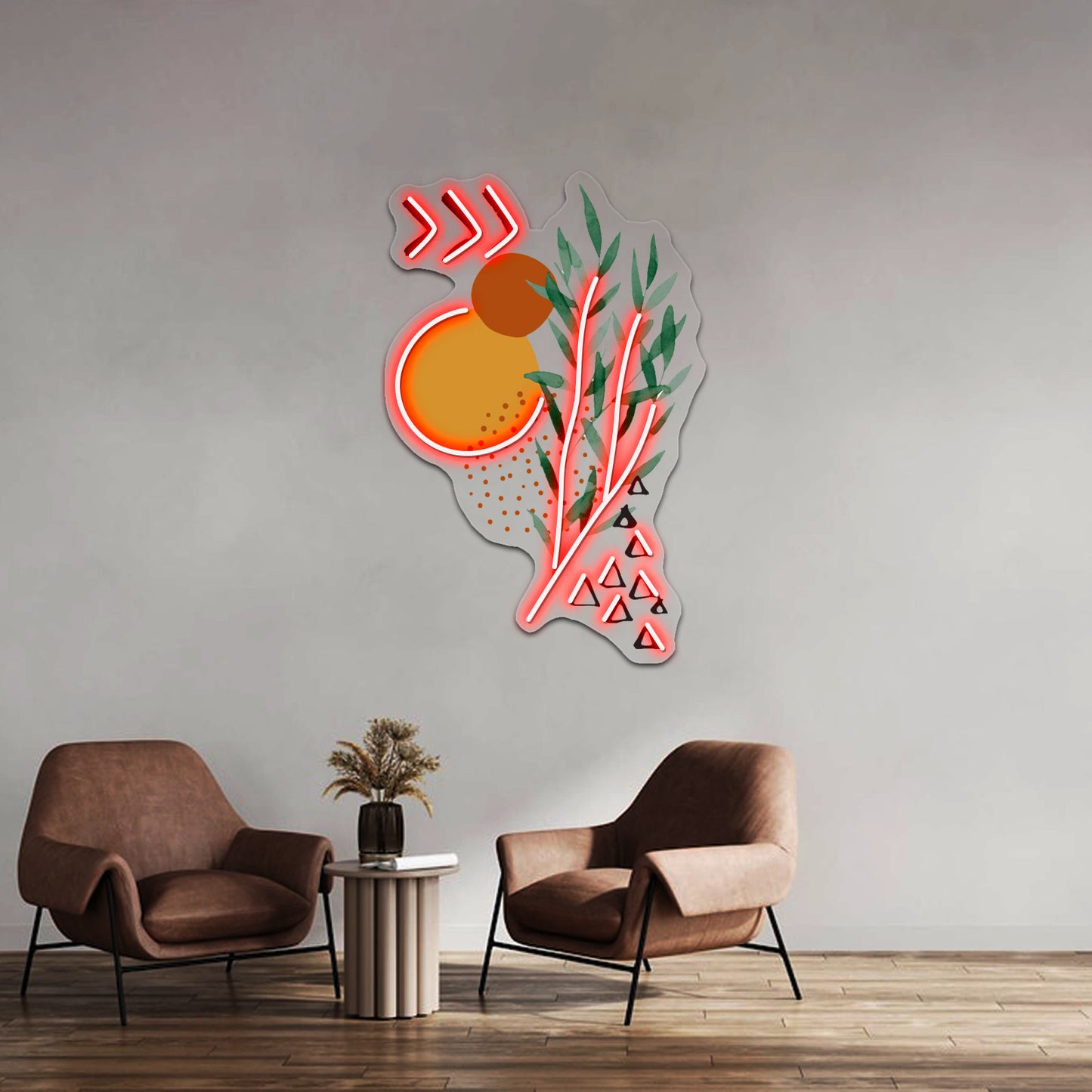 Eucalyptus Branch Abstract Minimalist Art Wall Artwork Neon Signs