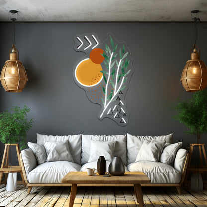 Eucalyptus Branch Abstract Minimalist Art Wall Artwork Neon Signs