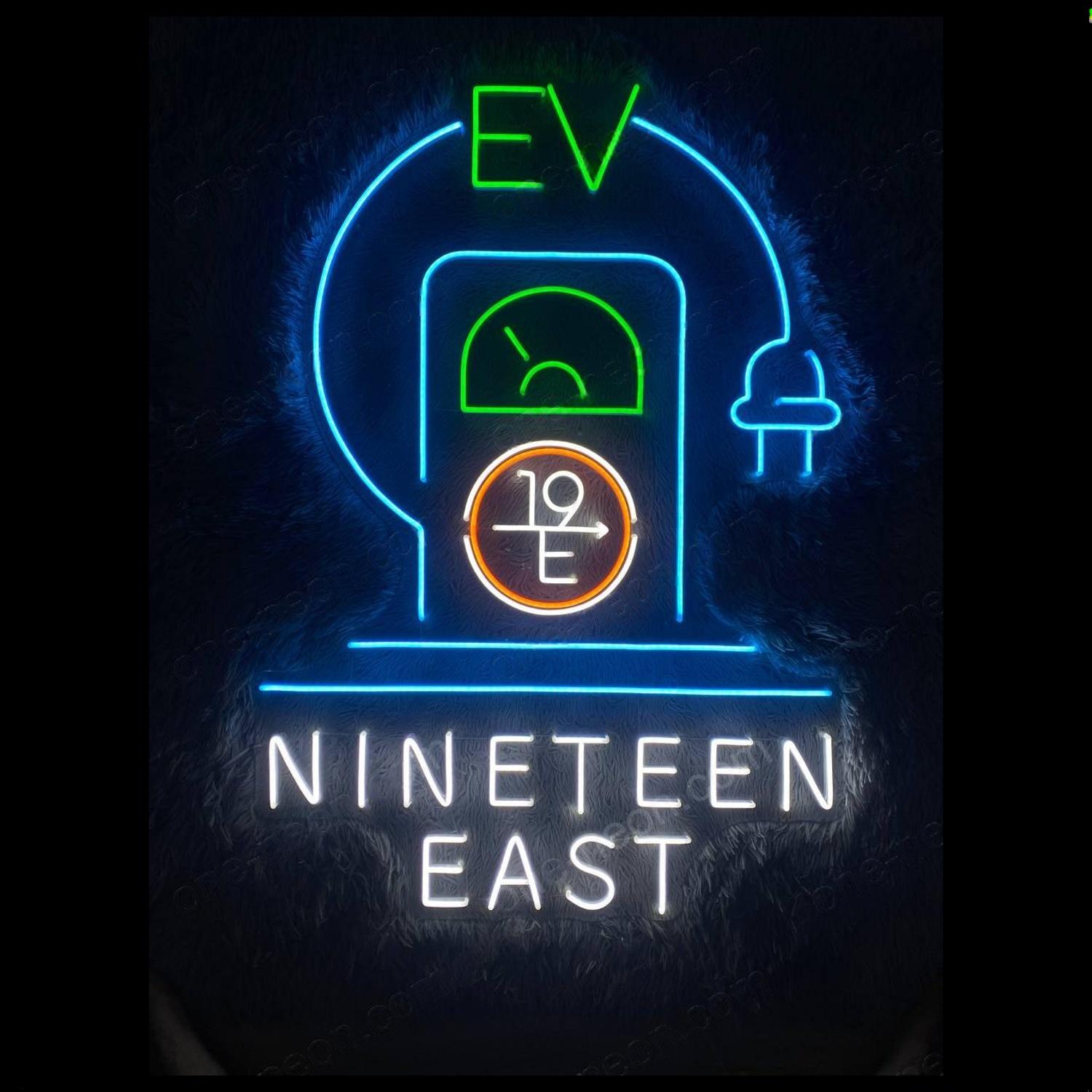 Ev Nineteen East Multicolor Led Neon Sign For Electric Vehicle Showrooms | Shineneon
