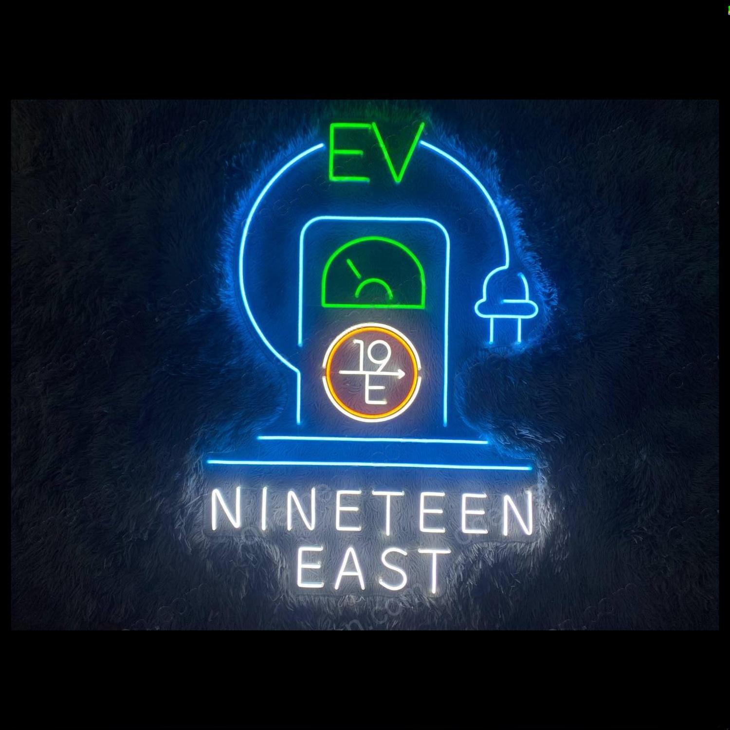 Ev Nineteen East Multicolor Led Neon Sign For Electric Vehicle Showrooms | Shineneon