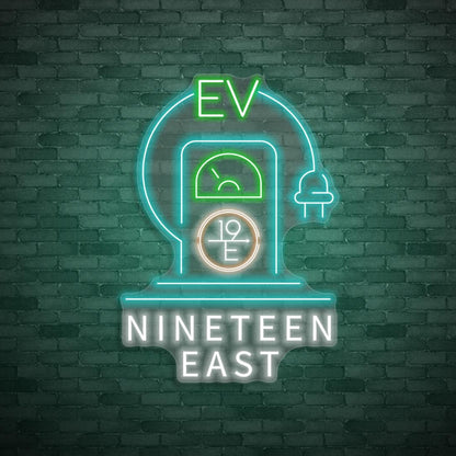 Ev Nineteen East Multicolor Led Neon Sign For Electric Vehicle Showrooms | Shineneon