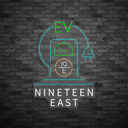 Ev Nineteen East Multicolor Led Neon Sign For Electric Vehicle Showrooms | Shineneon