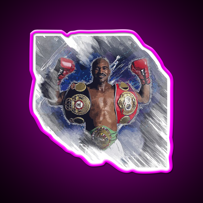 Evander Holyfield Gym Fitness Led Neon Sign Rgb Color - Neon sign mounted on wall in room