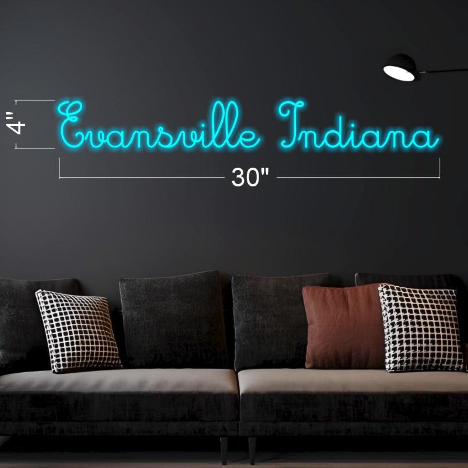 Evansville Indiana Turquoise Curvy Retro Led Neon Sign For Home Studio Indoor Decor | Shineneon