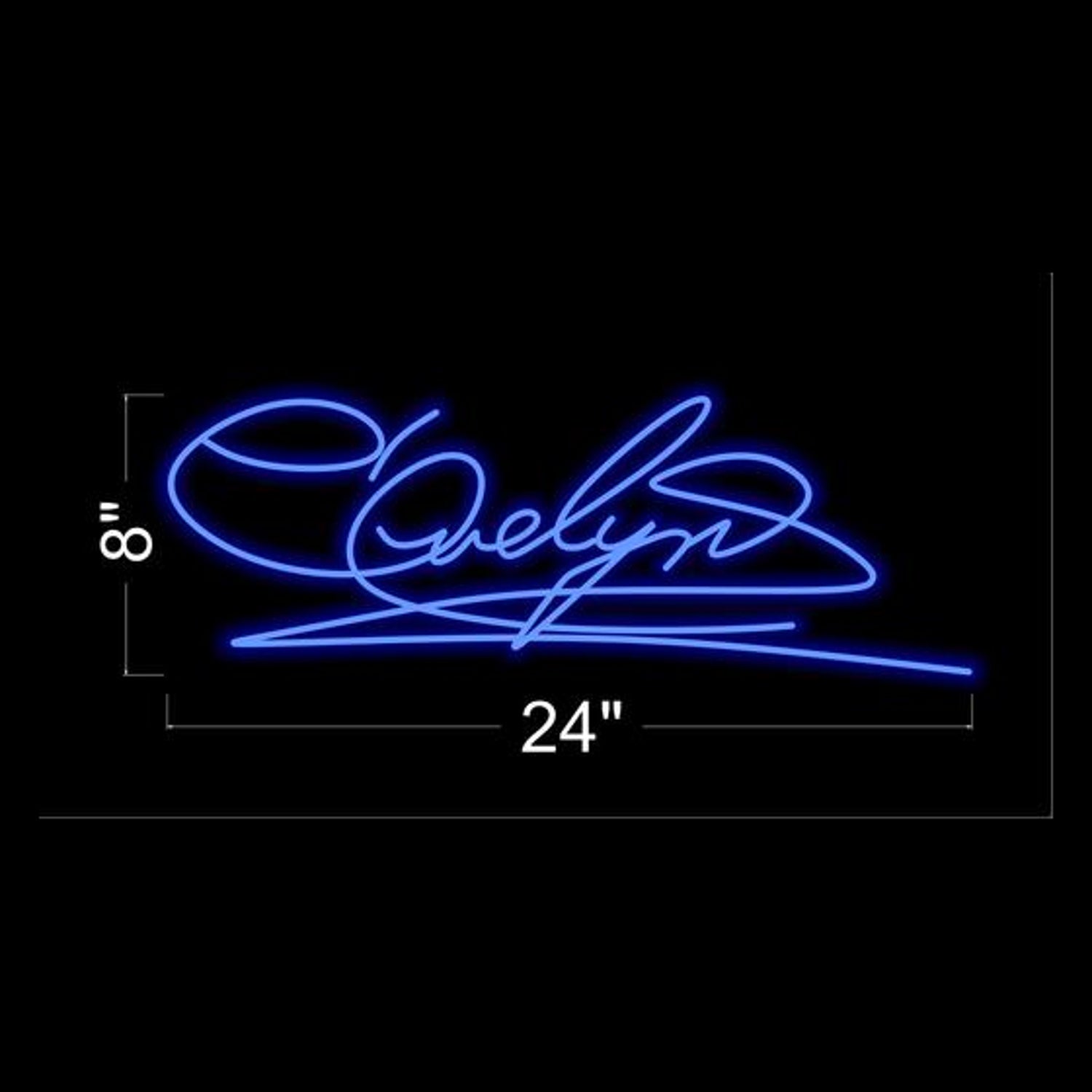 Evelyns Signature Blue Led Neon Sign Personalized Indoor Wall Art And Commercial Decor | Shineneon