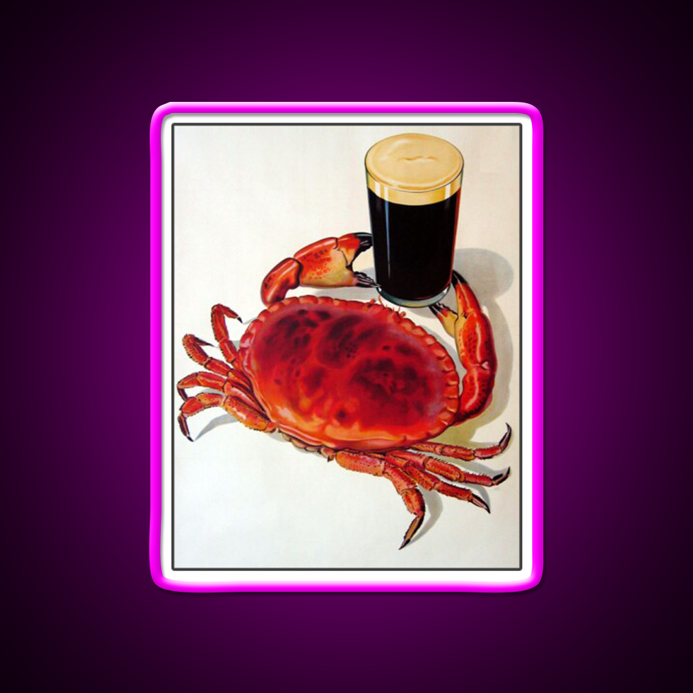Even Crabs Love Guinness Beer Bar Decor Led Neon Sign Rgb Color - Neon sign mounted on wall in room