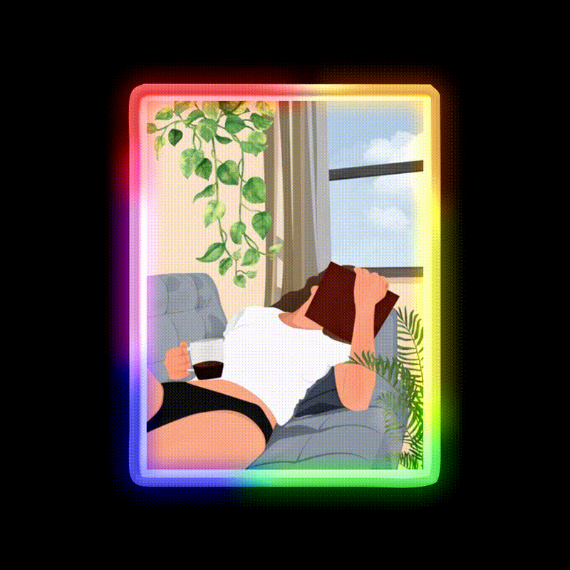 Evening Coffee Reading Book Chilling Cafe Led Neon Sign Espresso Bar Art Rgb Color