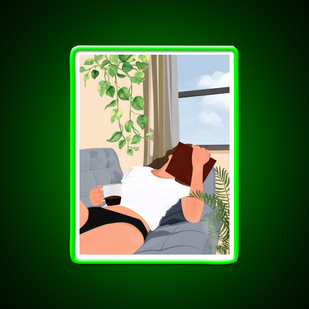 Evening Coffee Reading Book Chilling Cafe Led Neon Sign Espresso Bar Art Rgb Color