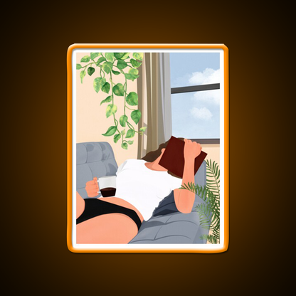 Evening Coffee Reading Book Chilling Cafe Led Neon Sign Espresso Bar Art Rgb Color