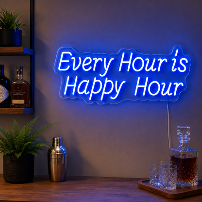 Every Hour Is Happy Hour LED Neon Sign Blue Bar Wall Decor Home main product image